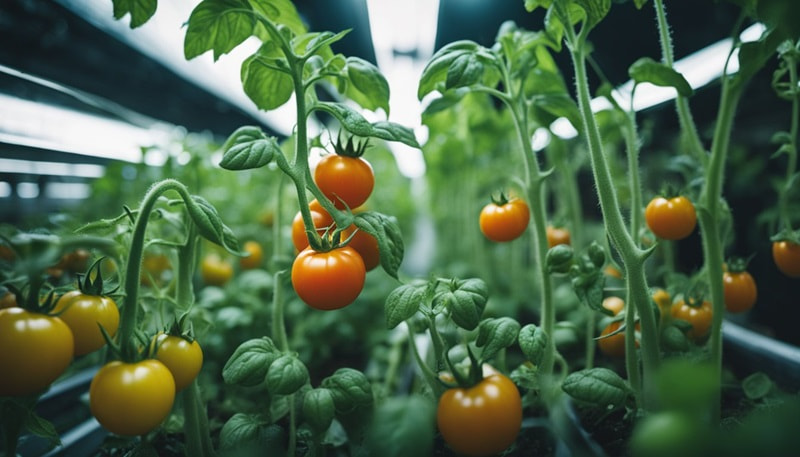 Growing Area Environment for Hydroponic Tomatoes